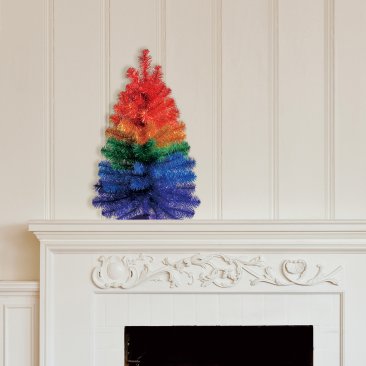 Holiday Time Non-Lit Tinsel Artificial Christmas Tree, 24", Rainbow Color