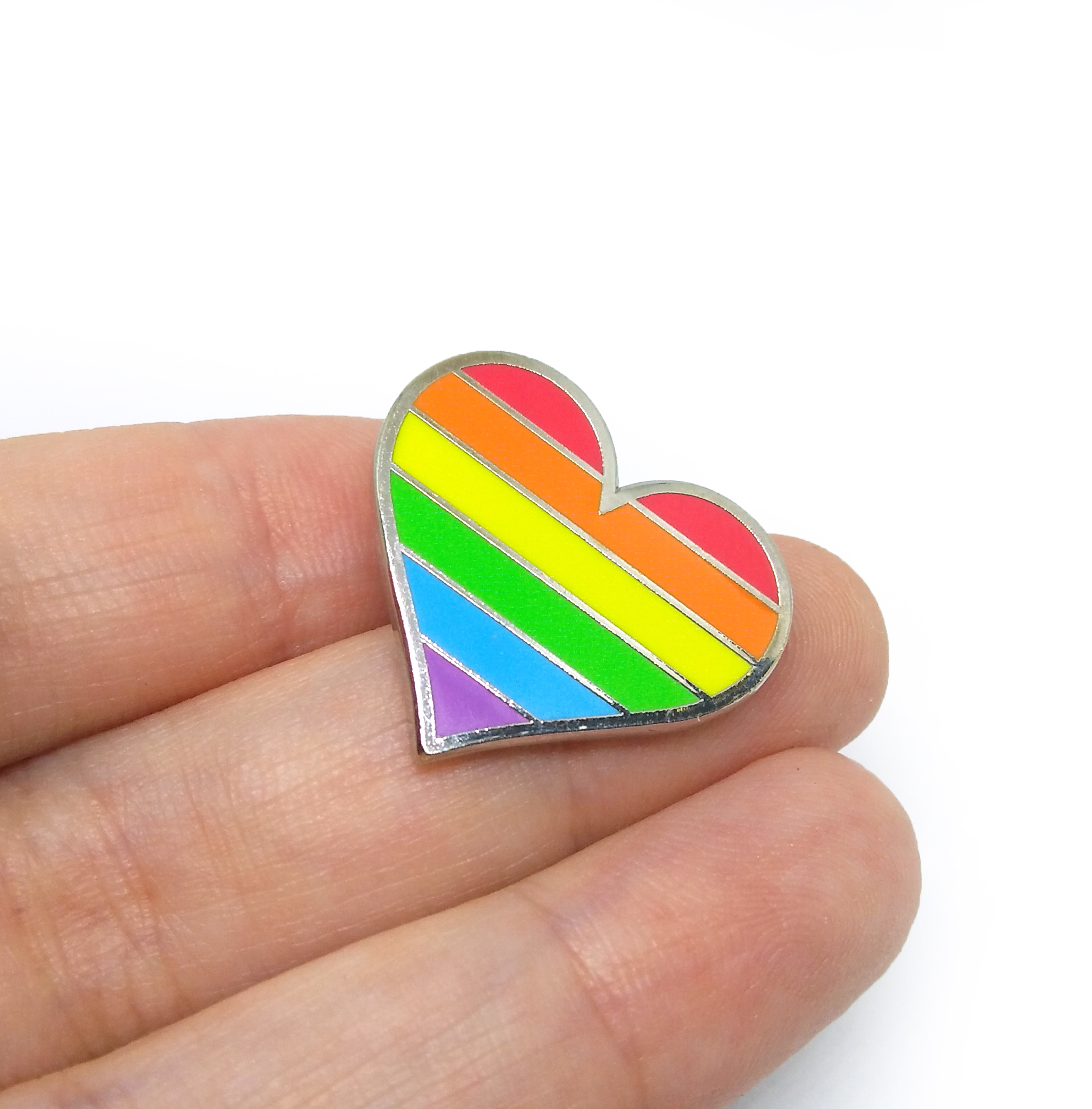 Sheila Vintage Rainbow &  Heart Pride Pin Personalized 