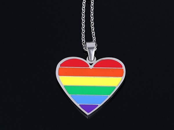PrideOutlet > Jewelry > Rainbow Pride Heart Shape Pendant Necklace
