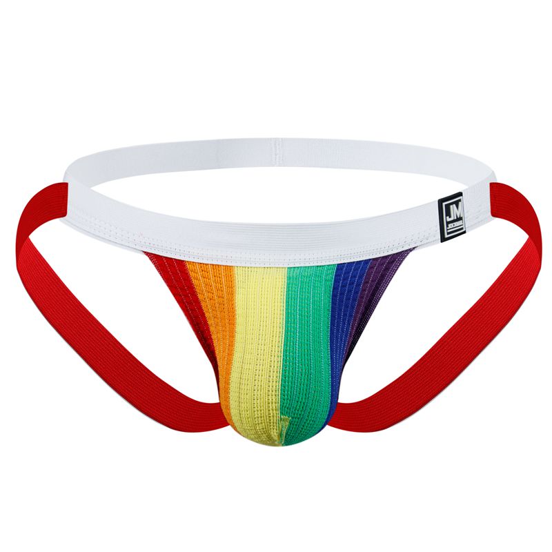 PrideOutlet > Rainbow > JOCKMAIL Rainbow Pride Athletic Jockstrap (Thinner  White Band)