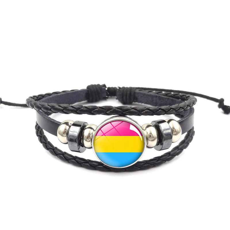 Lesbian Pride Leather Rope Bracelet - Pride Mode Black