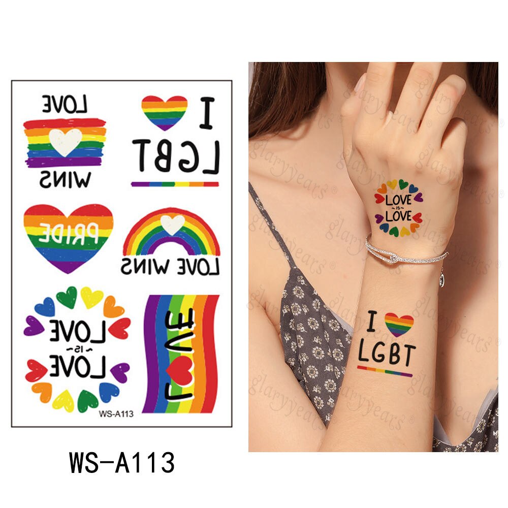 JEEFONNA 100 Pcs LGBT Rainbow Temporary Tattoos 10 Sheets Pride Temporary  Tattoos Waterproof Rainbow Flag Tattoo Stickers for Pride Equality Parades  C10 Sheets