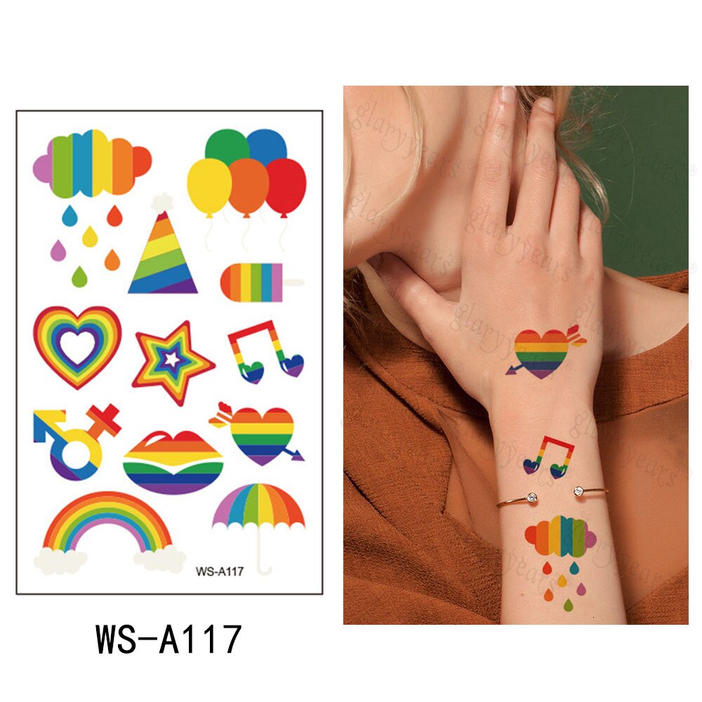 20 Sheets Pride Tattoos Rainbow Temporary Tattoos Stickers for  KidsWaterproof Pride Day Women Men Child