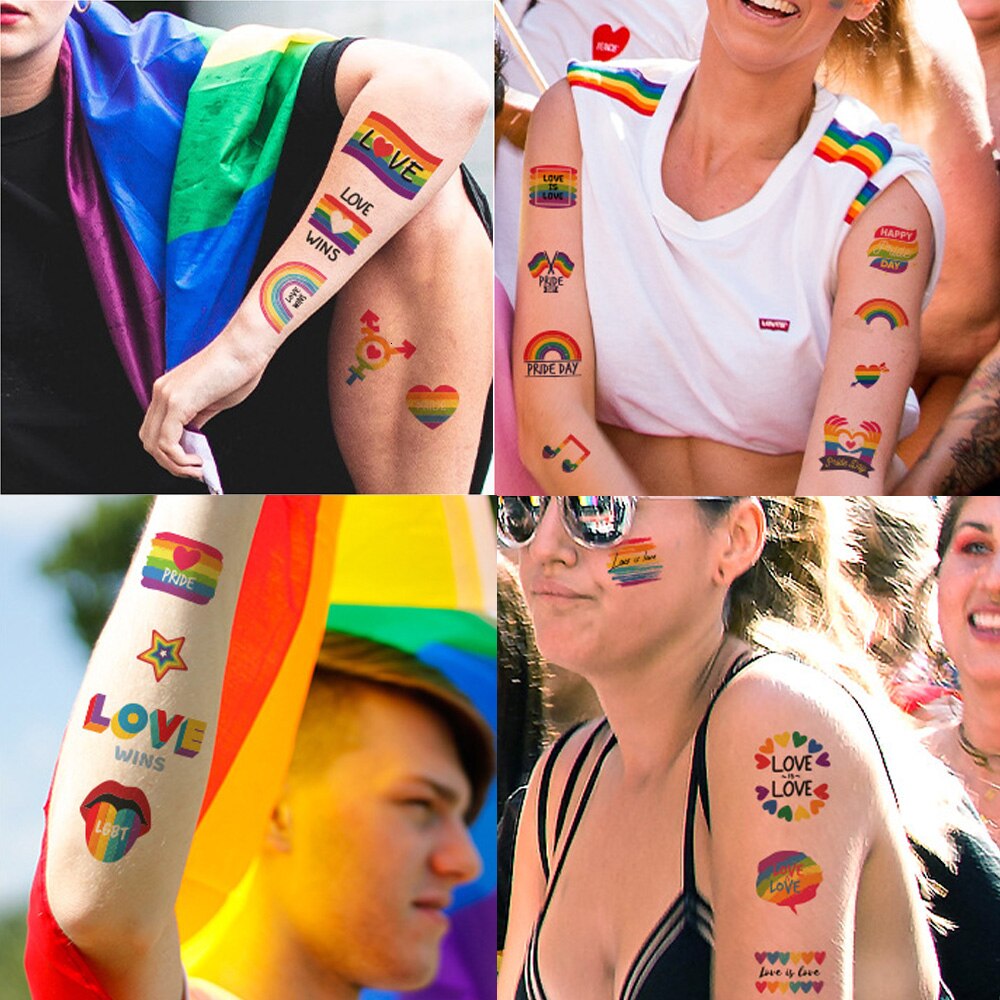 Buy Phogary LGBT Gay Pride Temporary Tattoos 100 pcs 20 sheets Rainbow  Tattoos Waterproof Body Paints Decals for Celebration Party Activities  Online at desertcartINDIA