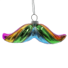 4" Pride Rainbow Mustache Glass Ornament