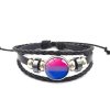 Handmade Weave Black Leather Bisexual bracelet