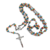 Rainbow Resin Rosary Necklace with Crucifix Pendant