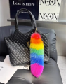 Rainbow Foxtail Faux Fur Keychain 16 Inch