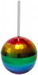 Rainbow Disco Ball Drink Cup With Straw