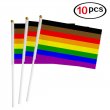 10pk Hand 8 Stripe Rainbow Pride Flags 8.5" by 5.5"