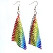 Rainbow Sequin Dangle Earrings Mesh Grid Tassel Drop Earrings