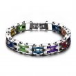 Silicone & Stainless Steel Bracelet Bike Chain Style Rainbow Bracelet
