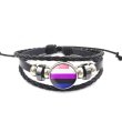 Handmade Weave Black Leather Genderfluid bracelet