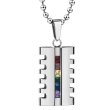 Stainless Steel and Zircon Rainbow Pendant Statement Necklace