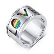 Spinner LOVE ring with Rainbow Inlay in Sliver