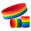 Rainbow Athletic Sweatband Set (1 Headband + 2 Wristbands)