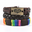 Handmade Woven Pride Rainbow Leather Bracelet Set 8
