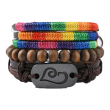 Handmade Woven Pride Rainbow Leather Bracelet Set 4