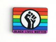 BLM Black Lives Matter "Fist of Solidarity" with Rainbow Enamel Lapel Pin in Black