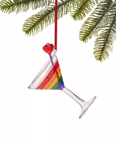 Love is Love Glass Rainbow Martini Glass Ornament