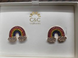 C&C California Studded Rainbow With Clouds Earrings
