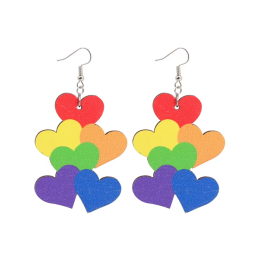 Layered Rainbow Hearts Cluster Earrings