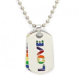 Rainbow Love Double Pride Dog Tag Stainless Steel Necklace