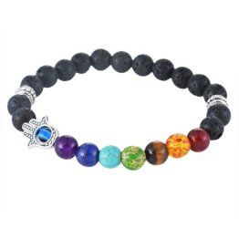 Men's Black Lava Charka Healing Balanced Beaded Bracelet