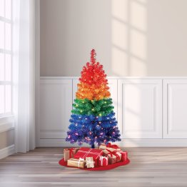 Holiday Time Prelit 105 Clear Incandescent Lights, Anson Rainbow Tinsel Fir Artificial Christmas Tree, 4'