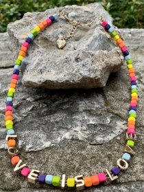 Betsey Johnson LOVE Is LOVE Rainbow Beaded Necklace