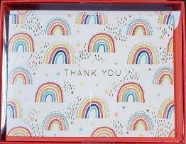 Lady Jayne Whimsical Rainbow Thank You Cards with Gold Accents, 12 Cards with Matching Envelopes, 3.5" x 5" size card