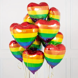 10-Pack Rainbow Heart Helium Balloons – 18" Foil Pride Balloons