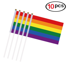 10pk Hand Rainbow Flags 8.5" by 5.5"