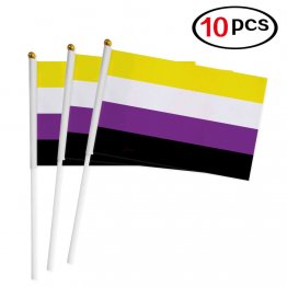 10pk Hand Non-Binary Flags 8.5" by 5.5"