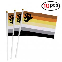 10pk Hand Bear Pride Flags 8.5" by 5.5"