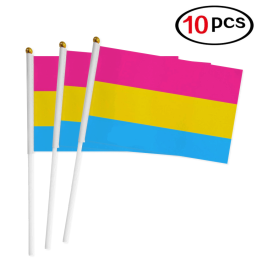 10pk Hand Pansexual Flags 8.5" by 5.5"