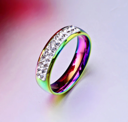 Love Same Love Titanium Steel Rainbow Ring