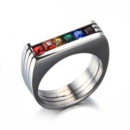Rainbow Bagues Titanium Stainless Steel Band