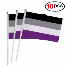 10pk Hand Asexual Flags 8.5" by 5.5"