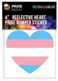PrideOutlet Reflective Transgender Pride 4" Inch Heart Bumper Sticker