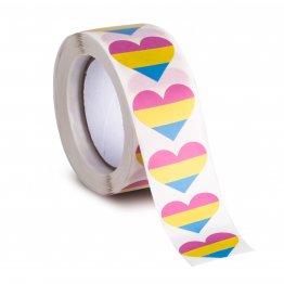 Roll of Pansexual Pride Heart Stickers (500 Stickers)