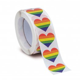Roll of Rainbow Pride Heart Stickers (500 Stickers)