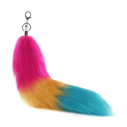 Pansexual Foxtail Faux Fur Keychain 16 Inch