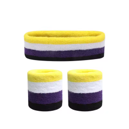 Non-Binary Athletic Sweatband Set (1 Headband + 2 Wristbands)