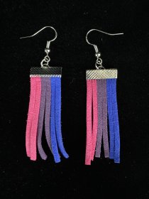 Bisexual Dangle Leather Tassel Earrings