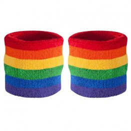 Rainbow Sweatband Wristband Pair