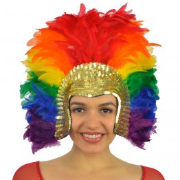 Coque Feather Headdress Section w/Sequins - Rainbow