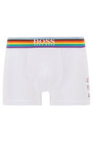 Hugo Boss  Pride Collection #LoveForAll Boxer Trunks, White with Progress Rainbow Band