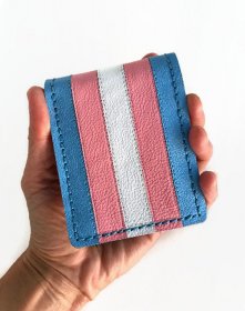 Handmade Transgender Pride Leather Bi-fold Wallet
