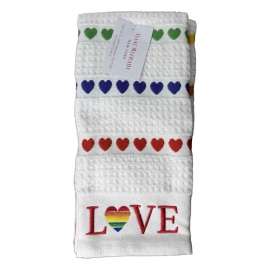 Isaac Mizrahi Love Hearts Pride Rainbow Kitchen Towels Love set of three